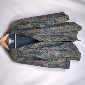 Ulla Popken Lagenlook Embroidered Cotton Relaxed Fit Jacket - Plus Size 24/26